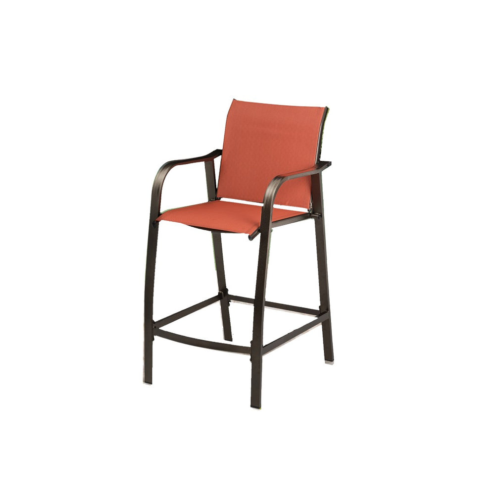 HomeRoots Set of Two Stylish 28" Brown and Orange Outdoor Bar Chairs with Footrest for Ultimate Comfort 485768