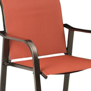 HomeRoots Set of Two Stylish 28" Brown and Orange Outdoor Bar Chairs with Footrest for Ultimate Comfort 485768