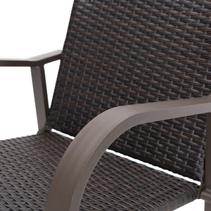 HomeRoots Set of Two 28" Brown Aluminum Outdoor Bar Chairs with Footrest for Stylish Patio Dining & Relaxation 485769