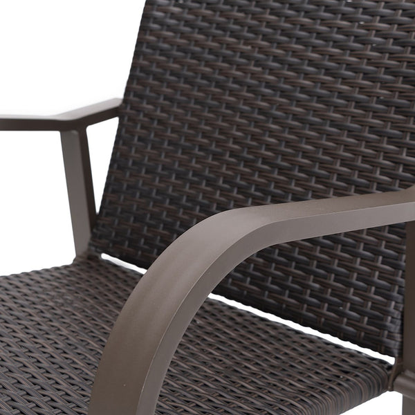 HomeRoots Set of Two 28" Brown Aluminum Outdoor Bar Chairs with Footrest for Stylish Patio Dining & Relaxation 485769
