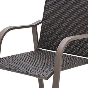 HomeRoots Set of Two 28" Brown Aluminum Outdoor Bar Chairs with Footrest for Stylish Patio Dining & Relaxation 485769