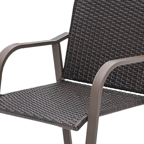 HomeRoots Set of Two 28" Brown Aluminum Outdoor Bar Chairs with Footrest for Stylish Patio Dining & Relaxation 485769