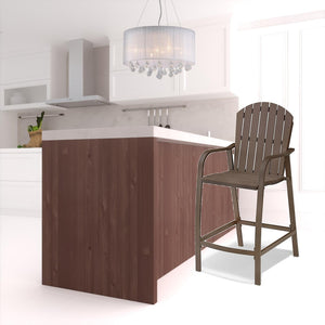 HomeRoots Set of Two Brown Aluminum Bar Height Chairs with Footrest for Stylish Outdoor Relaxation 485771