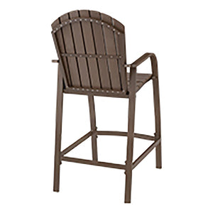 HomeRoots Set of Two Brown Aluminum Bar Height Chairs with Footrest for Stylish Outdoor Relaxation 485771