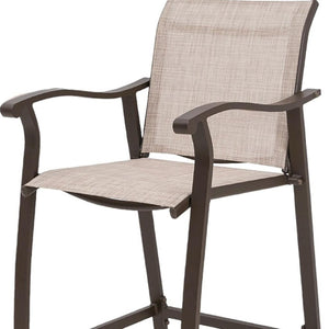 HomeRoots Set of Two Stylish 28" Brown & Beige Aluminum Outdoor Bar Chairs with Footrest for Comfort & Style 485772