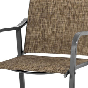 HomeRoots Set of Two 28" Gray and Brown Steel Bar Height Chairs with Footrest for Stylish Outdoor Comfort 485774