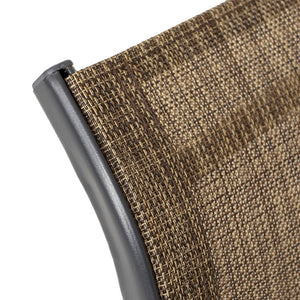 HomeRoots Set of Two 28" Gray and Brown Steel Bar Height Chairs with Footrest for Stylish Outdoor Comfort 485774