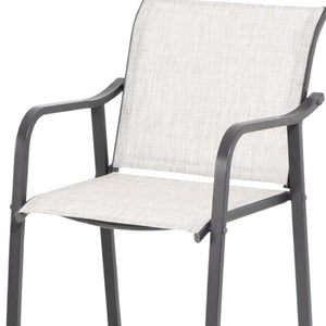 HomeRoots Set of Two 28" Gray Steel Outdoor Bar Chairs - Durable, Stylish, and Perfect for Any Patio Space! 485775
