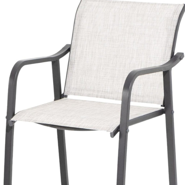 HomeRoots Set of Two 28" Gray Steel Outdoor Bar Chairs - Durable, Stylish, and Perfect for Any Patio Space! 485775