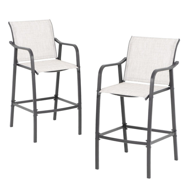 HomeRoots Set of Two 28" Gray Steel Outdoor Bar Chairs - Durable, Stylish, and Perfect for Any Patio Space! 485775