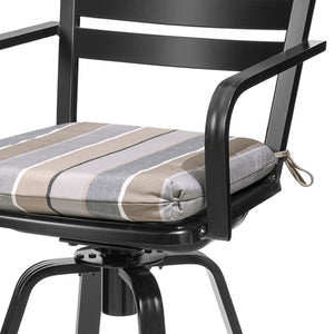 HomeRoots Set of Two Stylish Black & Off-White Aluminum Swivel Bar Chairs for Outdoor Entertaining Comfort 485776