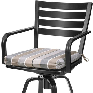 HomeRoots Set of Two Stylish Black & Off-White Aluminum Swivel Bar Chairs for Outdoor Entertaining Comfort 485776
