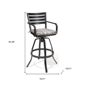 HomeRoots Set of Two Stylish Black & Off-White Aluminum Swivel Bar Chairs for Outdoor Entertaining Comfort 485776