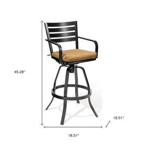 HomeRoots Set of Two Stylish 30" Black & Brown Aluminum Swivel Bar Chairs for Outdoor Comfort & Style 485778