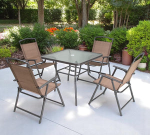 Five Piece Square Glass Dining Set Modern Table with Four Chairs for Stylish Kitchen Room