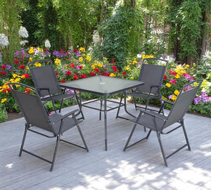 Five Piece Square Glass Dining Set Modern Table with Four Chairs for Stylish Kitchen Room