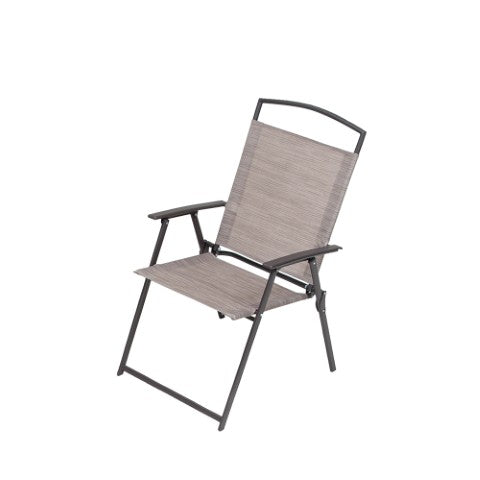 Homeroots Set Of Four 35" Brown Steel Sling Outdoor Folding Arm Chairs – Stylish, Ergonomic Comfort For Relaxation  Steel 485811