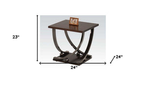 HomeRoots 23" Modern Farmhouse Black and Brown End Table - Versatile Compact Design for Any Room Decor 485826