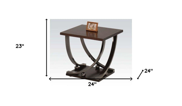 HomeRoots 23" Modern Farmhouse Black and Brown End Table - Versatile Compact Design for Any Room Decor 485826