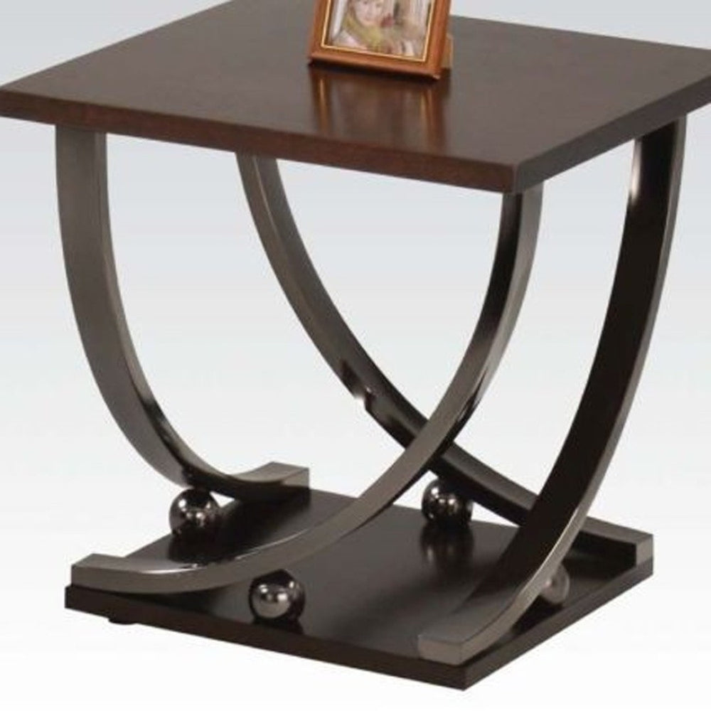 HomeRoots 23" Modern Farmhouse Black and Brown End Table - Versatile Compact Design for Any Room Decor 485826