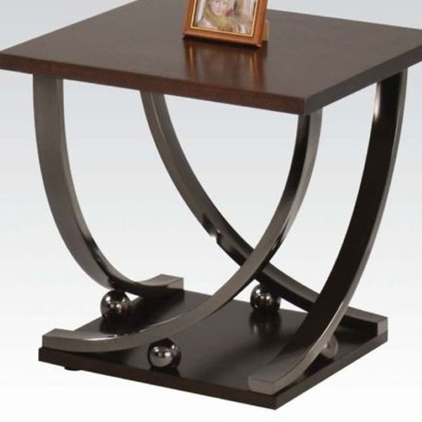 HomeRoots 23" Modern Farmhouse Black and Brown End Table - Versatile Compact Design for Any Room Decor 485826
