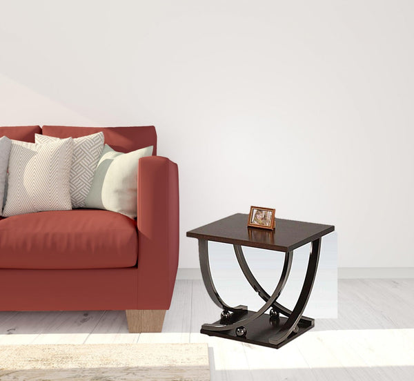 HomeRoots 23" Modern Farmhouse Black and Brown End Table - Versatile Compact Design for Any Room Decor 485826