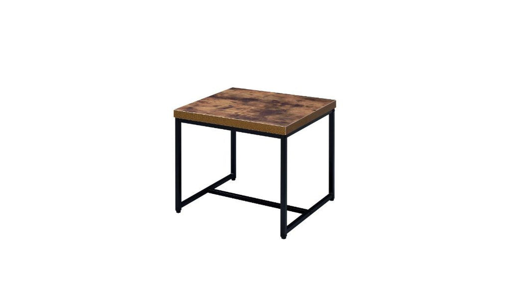 Homeroots 19" Black And Brown Oak Manufactured Wood And Metal End Table   485828