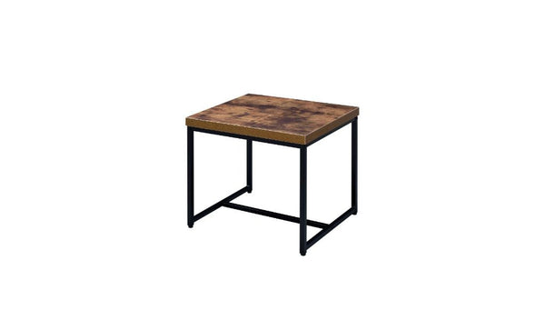 Homeroots 19" Black And Brown Oak Manufactured Wood And Metal End Table   485828