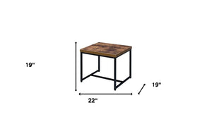 Homeroots 19" Black And Brown Oak Manufactured Wood And Metal End Table   485828