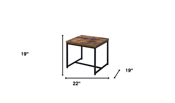 Homeroots 19" Black And Brown Oak Manufactured Wood And Metal End Table   485828