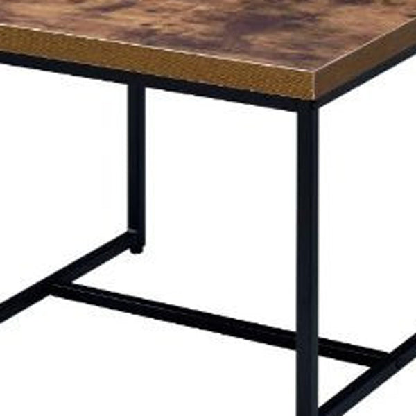 Homeroots 19" Black And Brown Oak Manufactured Wood And Metal End Table   485828