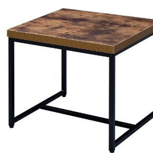 Homeroots 19" Black And Brown Oak Manufactured Wood And Metal End Table   485828