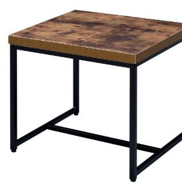 Homeroots 19" Black And Brown Oak Manufactured Wood And Metal End Table   485828