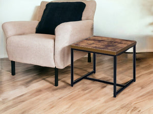 Homeroots 19" Black And Brown Oak Manufactured Wood And Metal End Table   485828