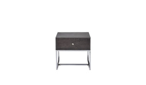 Homeroots 22" Chrome And Gray Oak Manufactured Wood Rectangular End Table With Drawer   485830