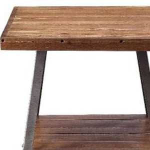 HomeRoots 23" Sandy Black and Weathered Oak End Table with Shelf – Modern Rectangular Design for Versatile Use 485831