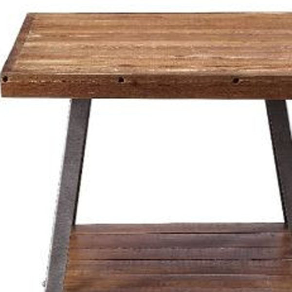 HomeRoots 23" Sandy Black and Weathered Oak End Table with Shelf – Modern Rectangular Design for Versatile Use 485831