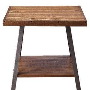 HomeRoots 23" Sandy Black and Weathered Oak End Table with Shelf – Modern Rectangular Design for Versatile Use 485831