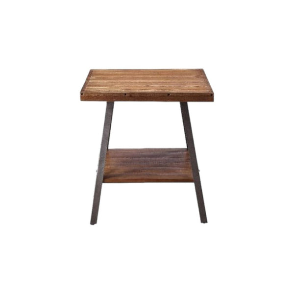 HomeRoots 23" Sandy Black and Weathered Oak End Table with Shelf – Modern Rectangular Design for Versatile Use 485831