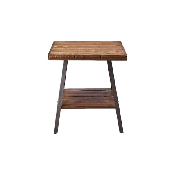 HomeRoots 23" Sandy Black and Weathered Oak End Table with Shelf – Modern Rectangular Design for Versatile Use 485831