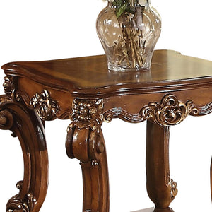 Homeroots 26" Cherry Manufactured Wood And Solid Wood Square End Table With Shelf   485833