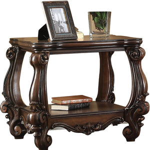 Homeroots 26" Cherry Oak Manufactured Wood Square End Table With Shelf   485837