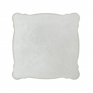 Homeroots 26" Antiqued White Manufactured Wood Square Scroll End Table With Shelf   485838