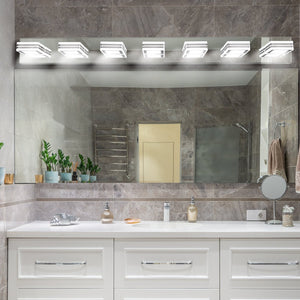 English Elm 45" Modern Chrome 7-Light Led Vanity Light Fixture - Elegant Wall-Mount Design For Bright Bathroom Illumination W2312P374882