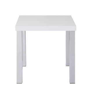Homeroots 22" Chrome And White High Gloss Square End Table   485844