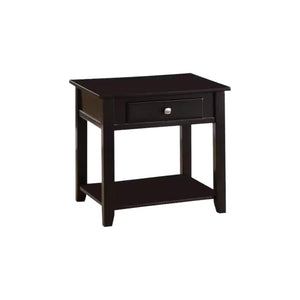 Homeroots 22" Black Manufactured Wood Square End Table With Drawer With Shelf   485851