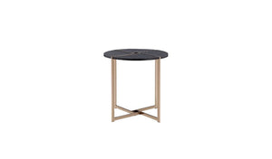 Homeroots 24" Champagne And Black Manufactured Wood And Metal Round End Table   485853