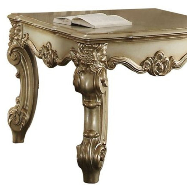 Homeroots 26" Gold Patina Manufactured Wood Square End Table   485856