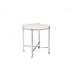 Homeroots 24" Chrome And White Oak Manufactured Wood And Metal Round End Table   485859