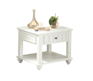 Homeroots 24" White Washed Square End Table With Drawer And Shelf   485861